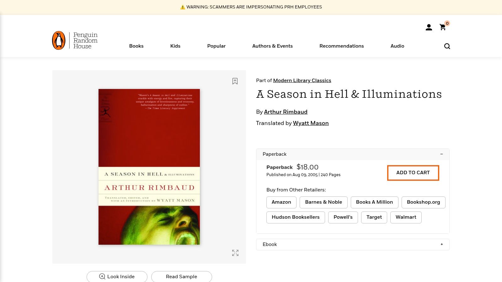 Arthur Rimbaud – A Season in Hell & Illuminations (Modern Library)