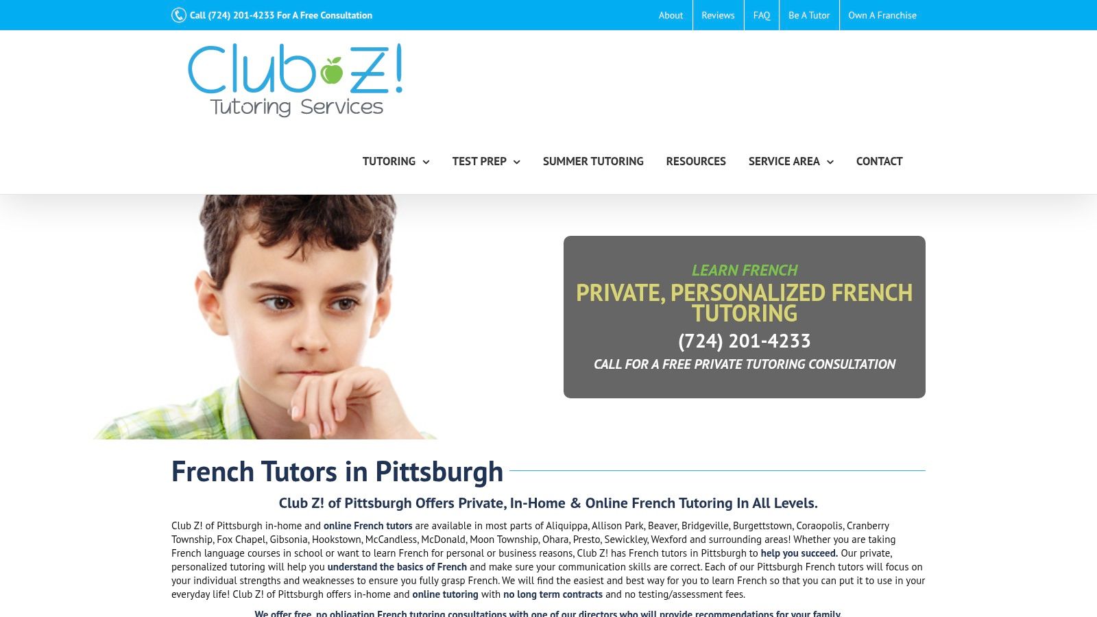 Club Z! Tutoring of Pittsburgh, French Tutoring