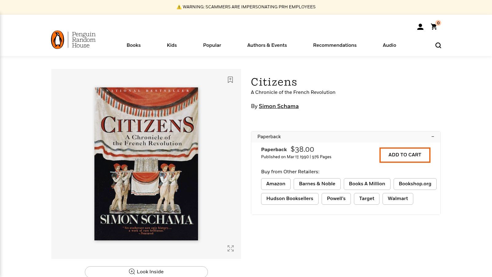 Citizens: A Chronicle of the French Revolution, Simon Schama