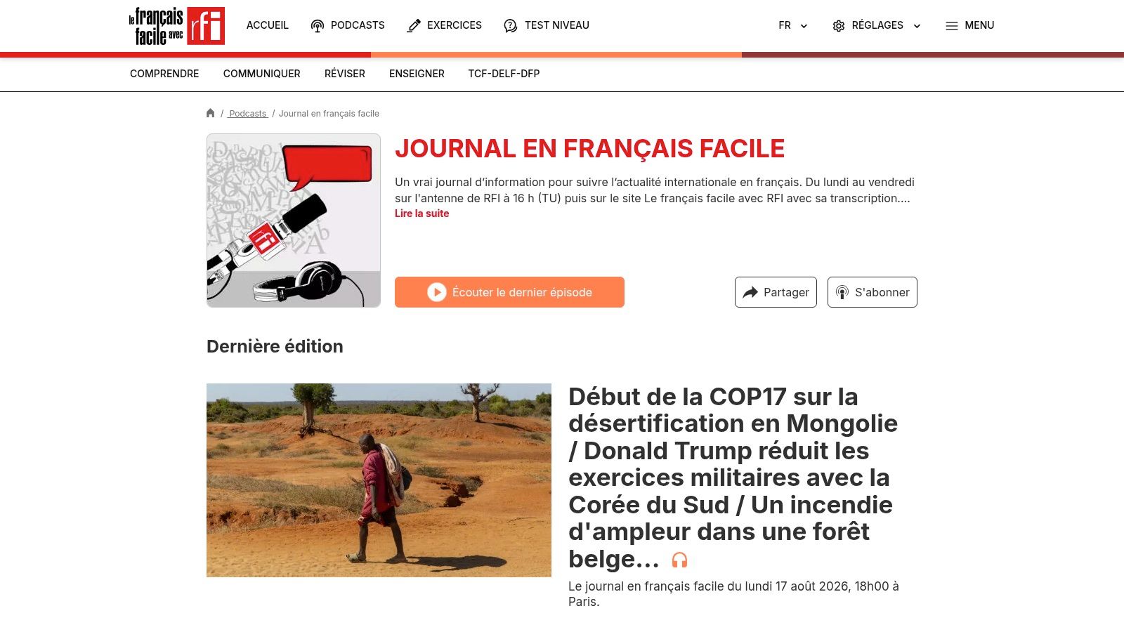 RFI – Journal en français facile